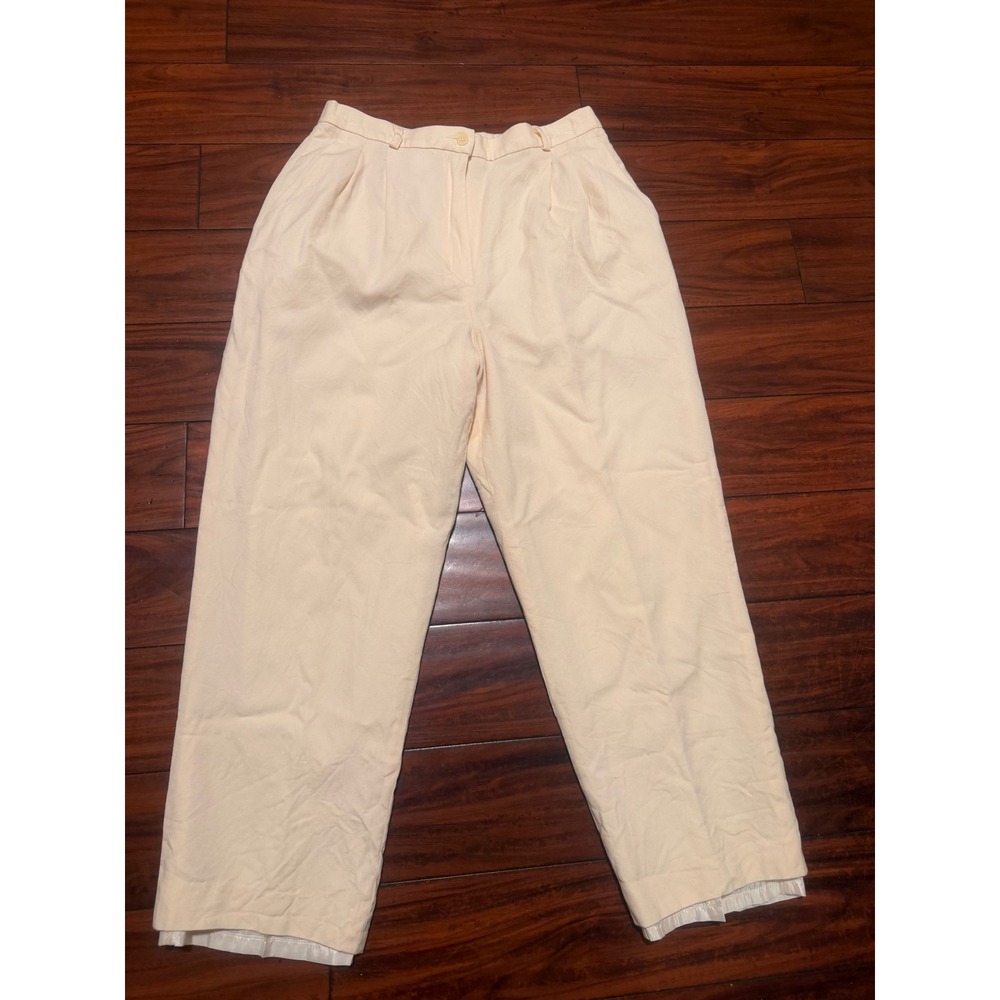 Pendleton Vintage Cream 100% Virgin Wool Pleated High Waist Trousers Pants Sz 14